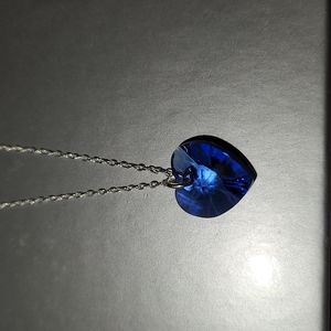Macy's Crystal Heart Crystal 18" Pendant Necklace in Sterling Silver | Blue